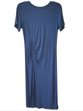 HALARA Teal Blue NWT Soft Bodycon Ruched Midi Dress Size Medium